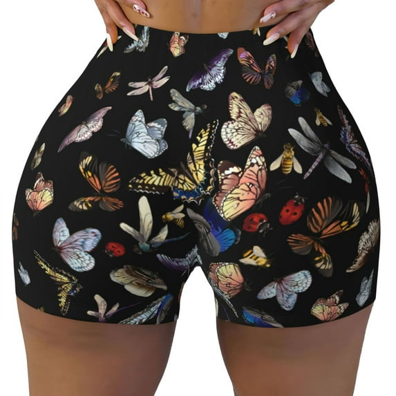 Vsdgher Butterfly1 print Workout Shorts for Women Seamless Soft Smooth Gym Yoga Scrunch Active Exercise Fitness Shorts