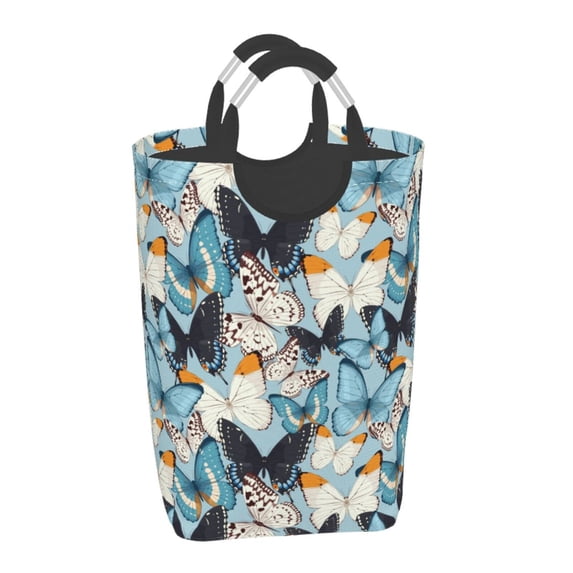 Vsdgher Butterflys Print Square Laundry Bag Large Collapsible Dirty Clothes Bags With Handles Waterproof Essentials Storage For College Dorm, Family