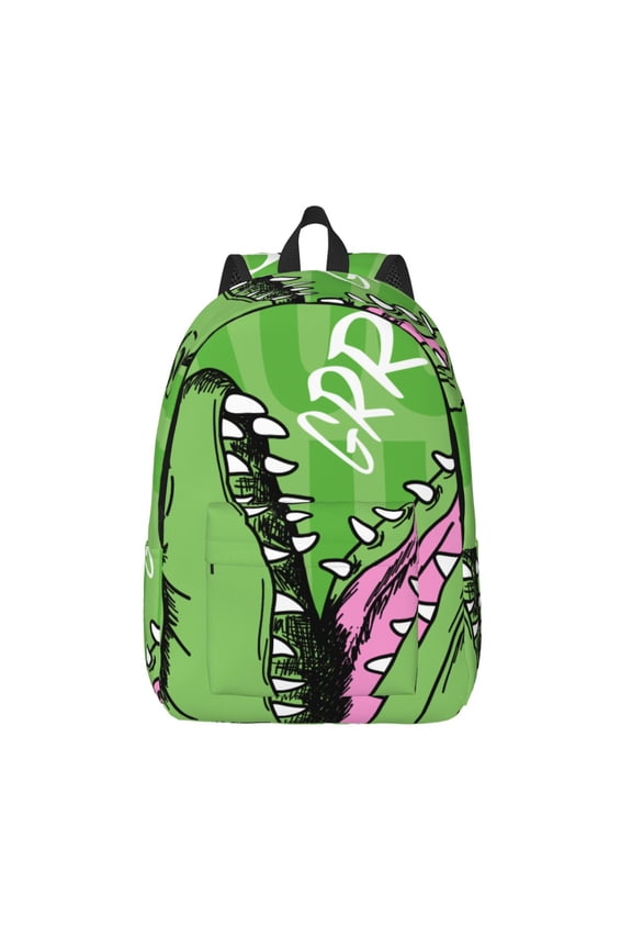 CROCODILE HEAD Print Canvas Backpack Travel Rucksack Unisex Knapsack 15.7/17.7Inch Laptop Backpack for Work,College -Medium
