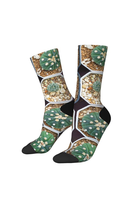 Cactus Garden Crew Socks for Men & Women, Breathable Casual Athletic Ankle Socks