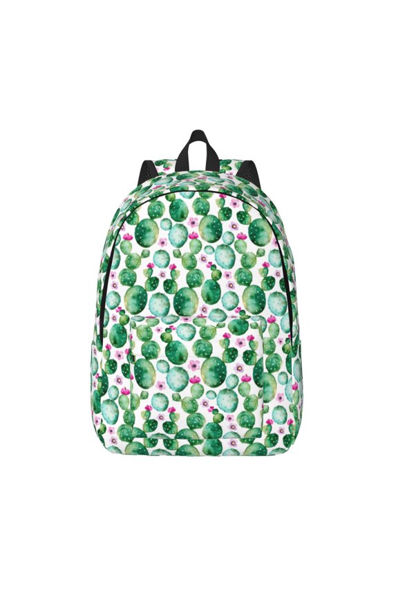 Cactus Plants Print Canvas Backpack Travel Rucksack Unisex Knapsack 15.7/17.7Inch Laptop Backpack for Work,College -Medium