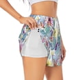 thumbnail image 1 of Vsdgher Cactus Print Women's Running Double Layer Shorts High Waisted with Pockets Elastic Yoga Workout Athletic Gym Sports, 1 of 8