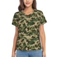 thumbnail image 1 of Vsdgher Camouflag Women Shirts V Neck Short Sleeve Tops T-Shirt Basic Tees, S to 3XLSmall, 1 of 5