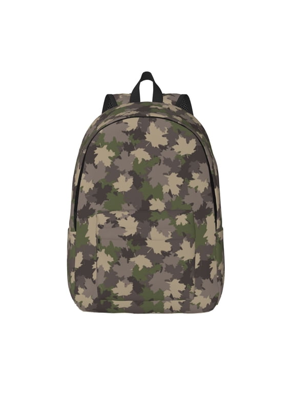 Camouflage maple Print Canvas Backpack Travel Rucksack Unisex Knapsack 15.7/17.7Inch Laptop Backpack for Work,College -Small