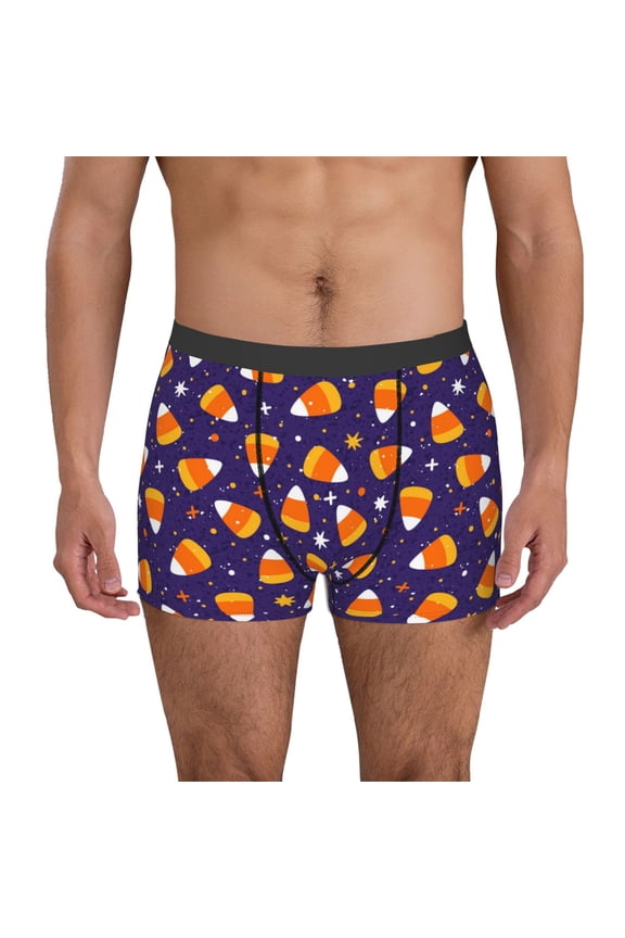 Candy Corn (2) Pattern Men's Boxer Brief Underwear,Soft Funny Underwear for Men-Small