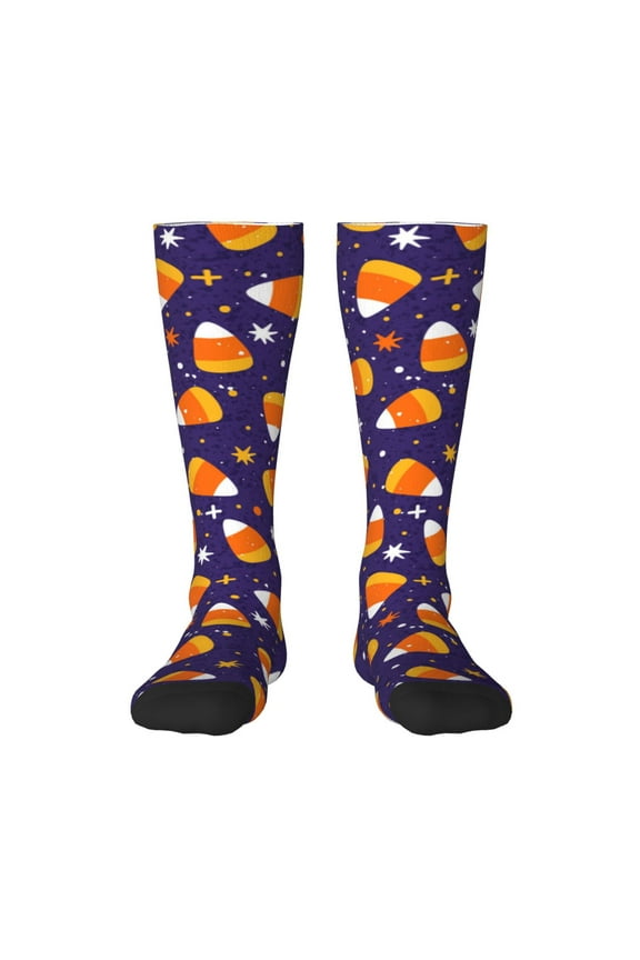 Candy Corn (2) Print Thigh High Socks Extra Long Stretchy Sock Women Over Knee High Opaque Stocking Daily Wear