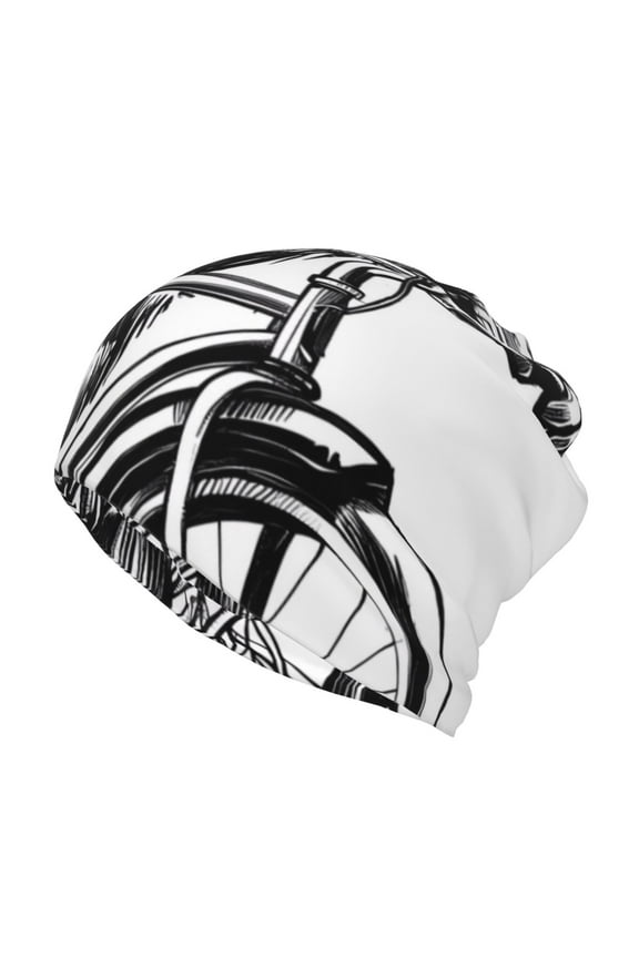 Capybara Riding Bicycle Slouchy Beanie Hat for Men/Women, Skull Cap Chemo Cap Night Sleeping Cap