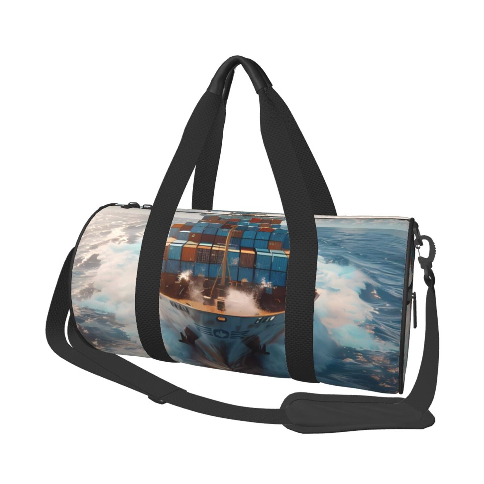 Vsdgher Cargo Ship At Sea 45L Foldable Duffel Bag, Sports Gym Bag,Overnight Bag, Portable Weekender Bag for Airplanes