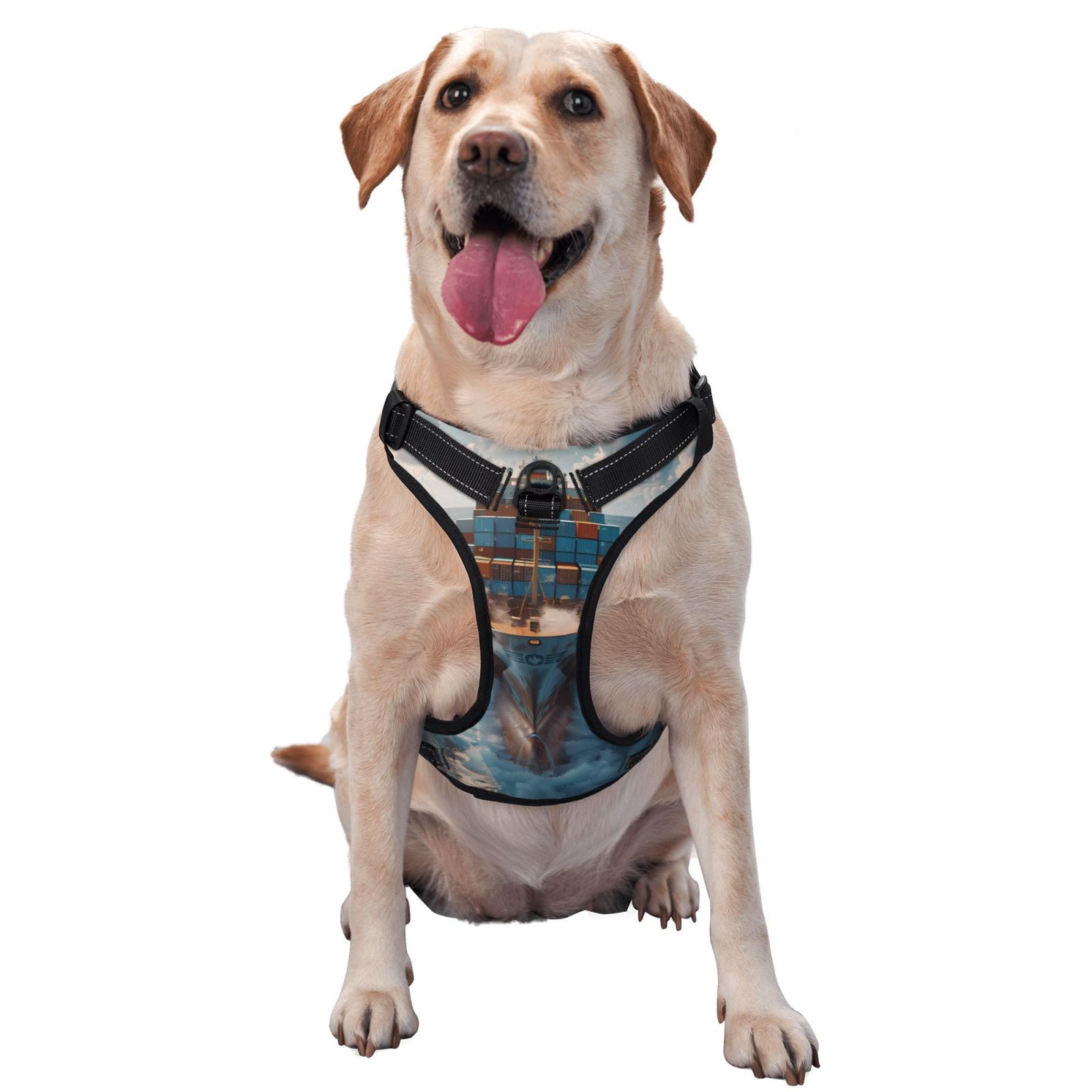 Vsdgher Cargo Ship At Sea Dog Harness, No-Pull Pet Harness, Dog Vest, Pet Vest for Small to Large Dogs-Large