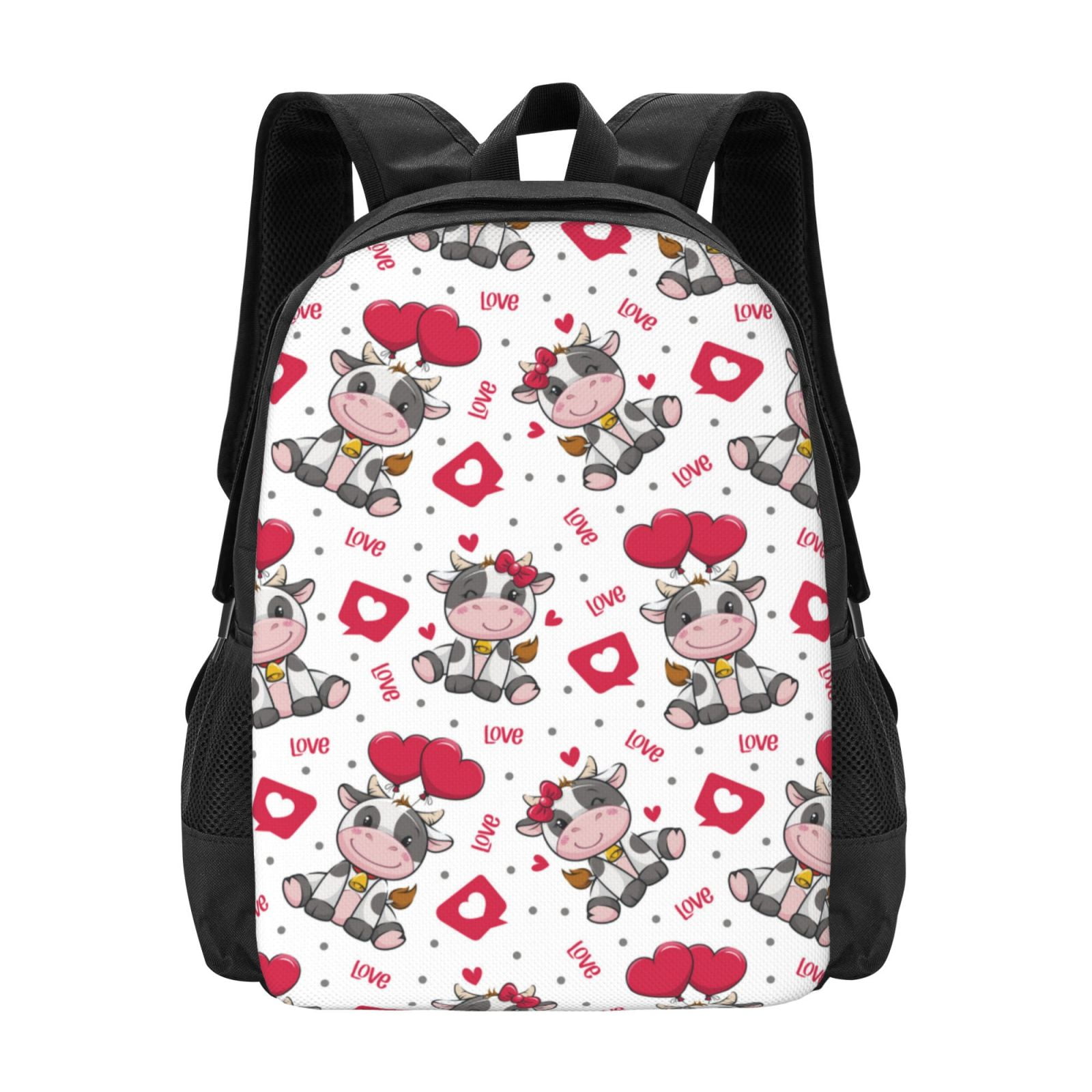 Vsdgher Caring Cow Print Backpack for Women Men School Bookbag with Laptop Compartment for College Work Travel, Simple Fashion Casual Daypack, Fit 15" Laptop