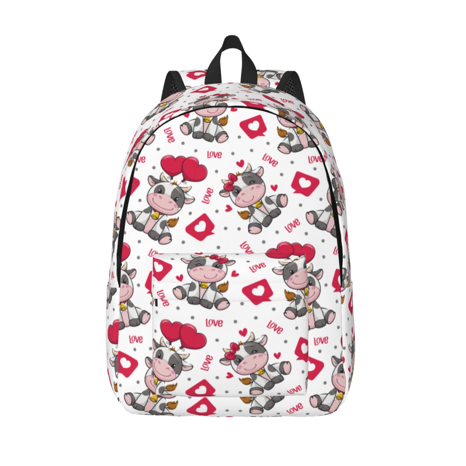 Vsdgher Caring Cow Print Canvas Backpack Travel Rucksack Unisex Knapsack 15.7/17.7Inch Laptop Backpack for Work,College -Medium