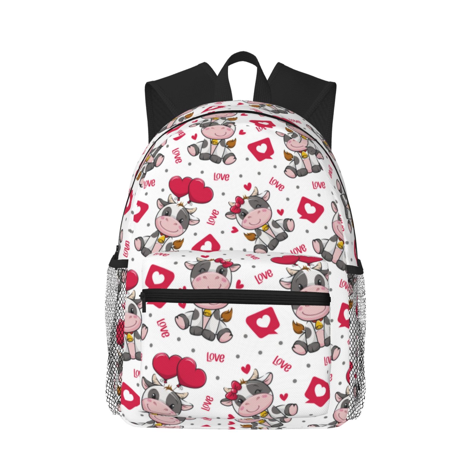 Vsdgher Caring Cow Print Unisex Large Capacity Bookbag Schoolbag Casual Daypack for High School/College/Teens/Travel/Work