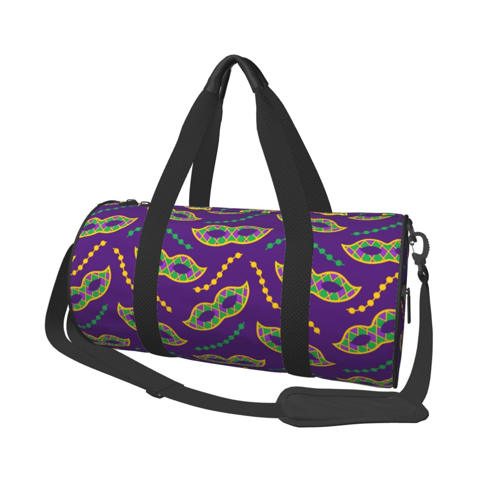 Vsdgher Carnival Masks and Beads 45L Foldable Duffel Bag, Sports Gym Bag,Overnight Bag, Portable Weekender Bag for Airplanes