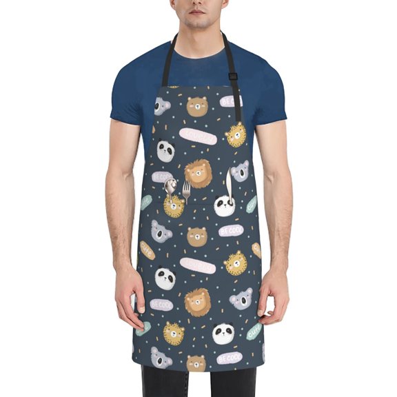 Vsdgher Cartoon Animals Waterproof Apron with 2 Pockets Kitchen Chef Aprons Bibs for Grooming Cooking Baking Painting Gardening