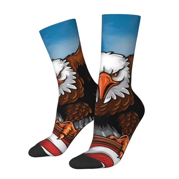 Vsdgher Cartoon Bald Eagle USA Crew Socks for Men & Women, Breathable Casual Athletic Ankle Socks