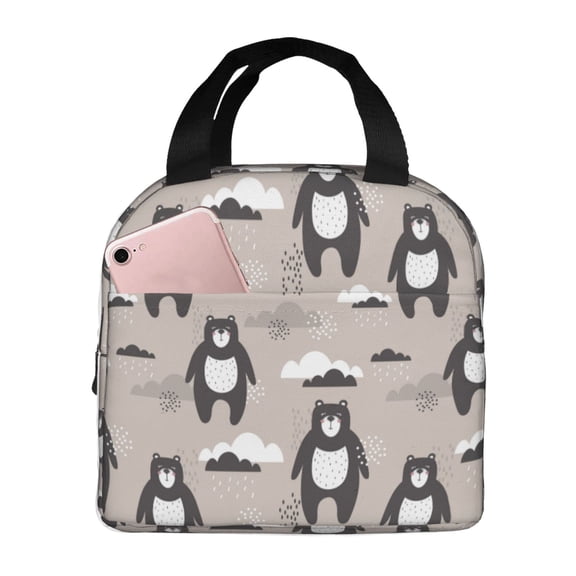 Vsdgher Cartoon Bear Brown Lunch Bag, Lunch Box for Women Adult Men, Lunch Tote Insulated Cooler Lunch Container for Work/Office/Picnic/Travel