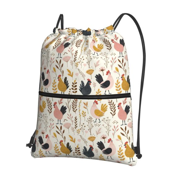 Vsdgher Cartoon Chickens Drawstring Backpack Water Resistant String Bag Sports Sackpack Gym Sack for Men Women