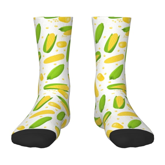 Vsdgher Cartoon Corn Pattern Kids Socks Boys Girl Crew Athletic Half Sport Running Breathable Socks Lightweight Stretch Crew Socks