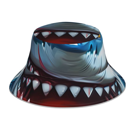 Vsdgher Cartoon Cute Shark Print Bucket Hat for Men&Women Bucket Hat Reversible Summer Double-Side-Wear Travel Gardening, Beach, Camping, Hiking, Fishing Cap