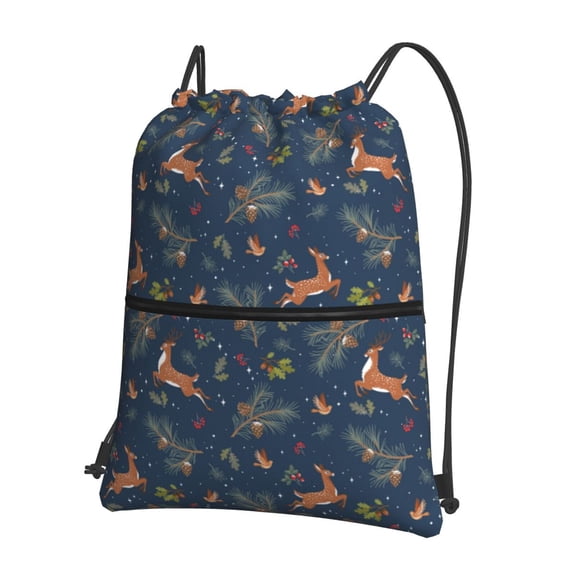 Vsdgher Cartoon Deers Drawstring Backpack Water Resistant String Bag Sports Sackpack Gym Sack for Men Women