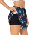 thumbnail image 1 of Vsdgher Cartoon Dinosaur Print Women's Running Double Layer Shorts High Waisted with Pockets Elastic Yoga Workout Athletic Gym Sports, 1 of 8