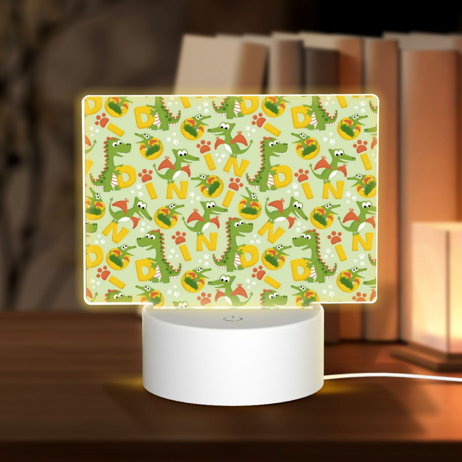 Vsdgher Cartoon Dinosaurs,Cute Dinosaurs Rectangular Acrylic Night Light Acrylic Sleep Night Light Friend Gifts for Birthday Gifts for Women Teens Boys Girls