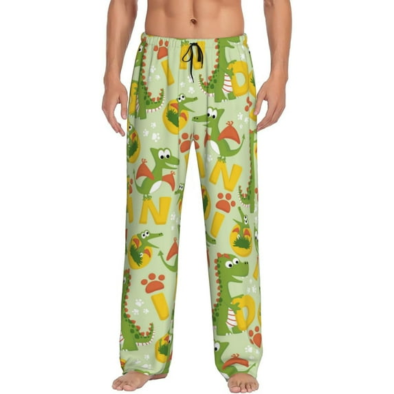 Vsdgher Cartoon Dinosaurs Print Mens Pajama Pants Sleep & Lounge Pants, PJ Bottoms With elastic waistb and Pockets