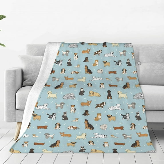 Vsdgher Cartoon Doodle Puppy Ultra-Soft Micro flannel Blanket Throw Blankets for Couch Sofa, Bed (4 sizes)-40"x30"
