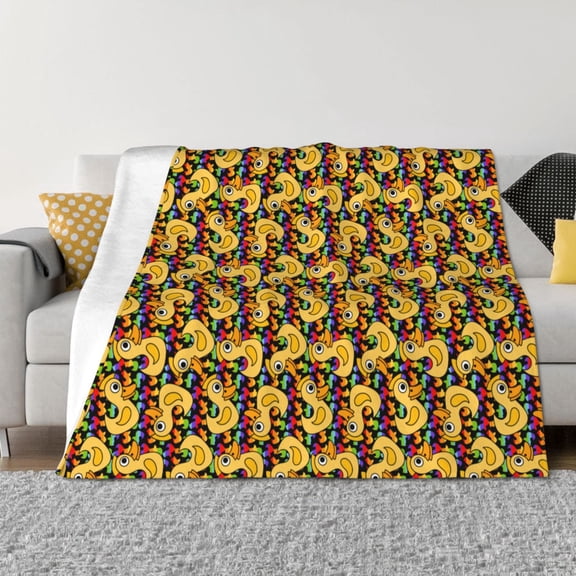 Vsdgher Cartoon Ducks Pattern Fleece Throw Blanket, Horizontal Fleece Bedding Home Decor for Couch & Bed All Season Use -60"x50"