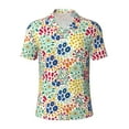 thumbnail image 1 of Vsdgher Cartoon Flowers Print Men's Short Sleeve Stretch Polo Shirt, Moisture-Wicking Performance Polo Shirt, 1 of 8