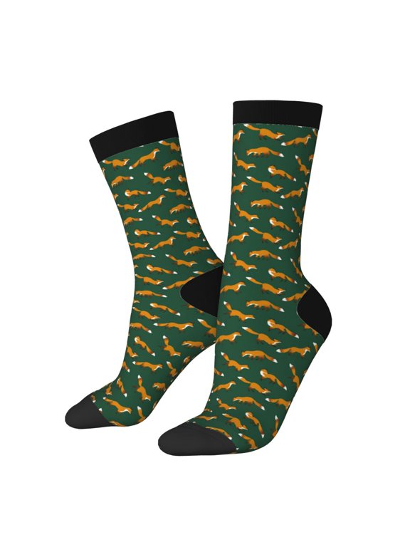 Cartoon Fox 1 Crew Socks for Men & Women, Breathable Casual Athletic Ankle Socks