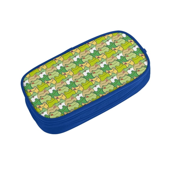 Vsdgher Cartoon Frog Print Large Capacity Pencil Case Pouch with Zipper, Portable Aesthetic Big Capacity Pencil Cases Pen Office Travel Stationery Bag