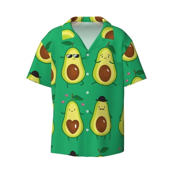 Vsdgher Cartoon Fruit 1 Print Men's Wrinkle Free Untucked Cuban Shirt Business Casual Button Down Shirts Short Sleeve Shirt