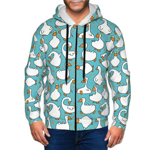 Vsdgher Cartoon Funny Goose Mens Hoodies Zip Hoodie, Hoodies for Men, Zip-up Hooded Sweatshirt-Medium