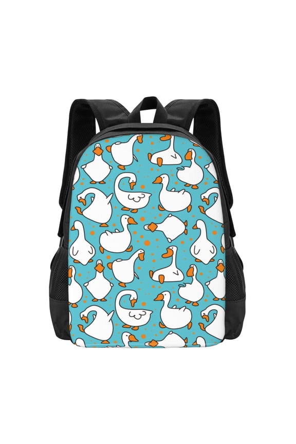 Cartoon Funny Goose Print Backpack for Women Men School Bookbag with Laptop Compartment for College Work Travel, Simple Fashion Casual Daypack, Fit 15" Laptop