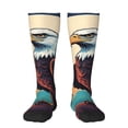 thumbnail image 1 of Vsdgher Cartoon Iceberg Bald Eagle Print Thigh High Socks Extra Long Stretchy Sock Women Over Knee High Opaque Stocking Daily Wear, 1 of 5