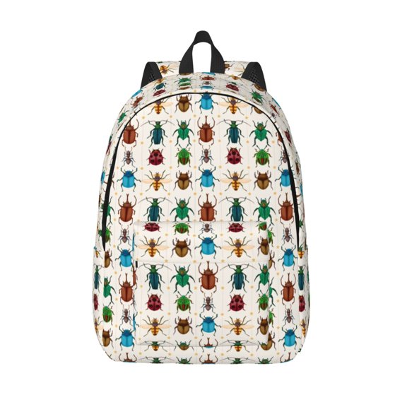 Vsdgher Cartoon Insects Print Canvas Backpack Travel Rucksack Unisex Knapsack 15.7/17.7Inch Laptop Backpack for Work,College -Medium