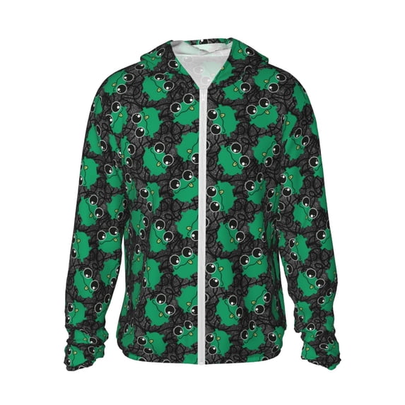 Vsdgher Cartoon Kawaii Frogs Print Adult Hoodie Shirts Rash Guard for Men Women,Long Sleeve Sun Protection Fishing Shirts for Athletic Running Swim-Large