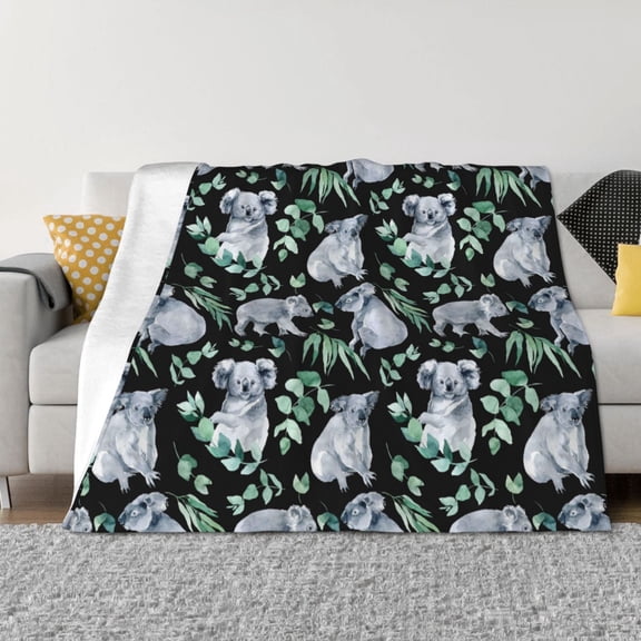 Vsdgher Cartoon Koala Bear Pattern Fleece Throw Blanket, Horizontal Fleece Bedding Home Decor for Couch & Bed All Season Use -50"x40"