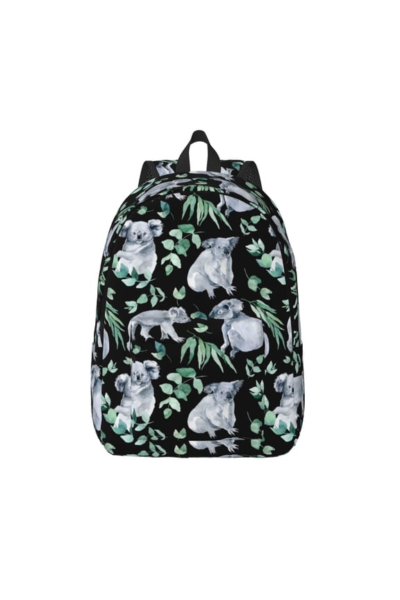 Cartoon Koala Bear Print Canvas Backpack Travel Rucksack Unisex Knapsack 15.7/17.7Inch Laptop Backpack for Work,College -Medium