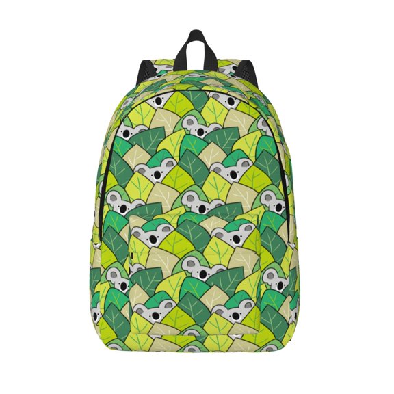 Vsdgher Cartoon Koala Bear and Leaf Print Canvas Backpack Travel Rucksack Unisex Knapsack 15.7/17.7Inch Laptop Backpack for Work,College -Small