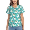 thumbnail image 1 of Vsdgher Cartoon Llamas Women Shirts V Neck Short Sleeve Tops T-Shirt Basic Tees, S to 3XLX-Large, 1 of 5