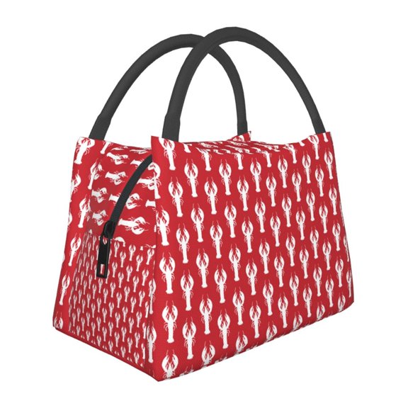 Vsdgher Cartoon Lobster Print Insulated Reusable Bags with Sturdy Zipper and Handles, Foldable Totes for Hot or Cold Food Bring or Delivery