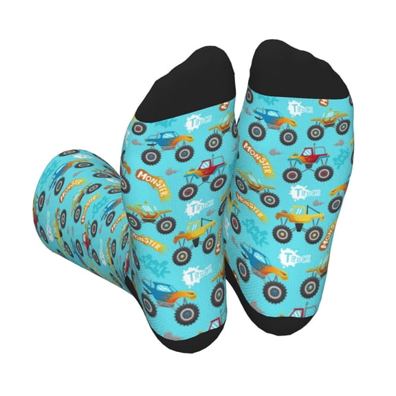 Vsdgher Cartoon Monster Truck Unisex Crew Socks Lightweight Breathable Ventilation Ankle Socks, Mid-calf socks for Daily