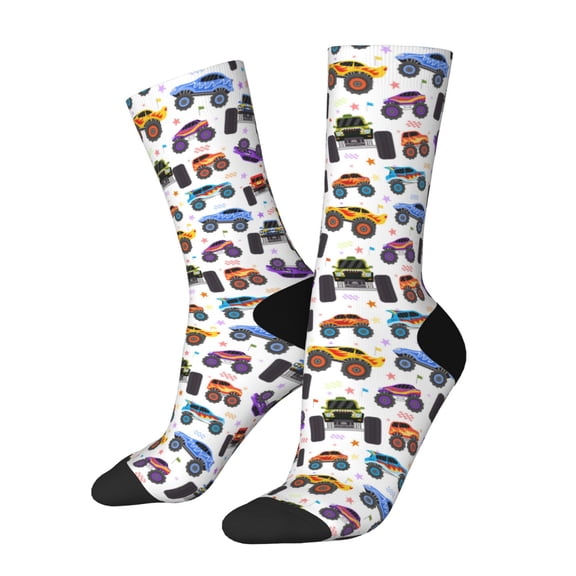 Vsdgher Cartoon Monster Trucks1 Crew Socks for Men & Women, Breathable Casual Athletic Ankle Socks