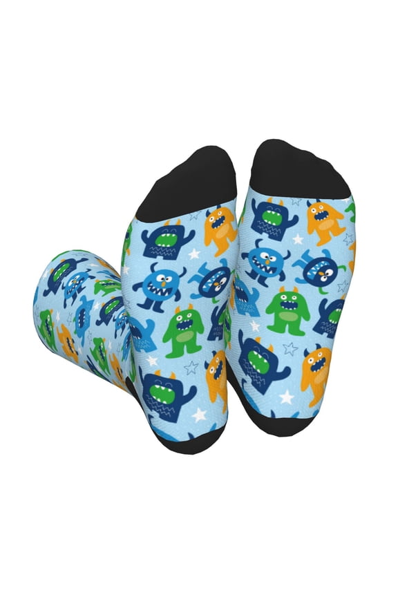 Cartoon Monster Unisex Crew Socks Lightweight Breathable Ventilation Ankle Socks, Mid-calf socks for Daily