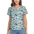 thumbnail image 1 of Vsdgher Cartoon Pirate Women Shirts V Neck Short Sleeve Tops T-Shirt Basic Tees, S to 3XLSmall, 1 of 5