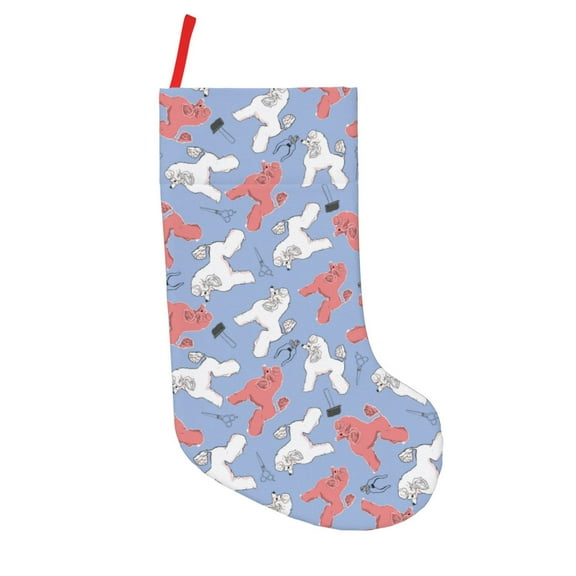 Vsdgher Cartoon Poodle Dog Christmas Stockings 18 inch Large Kids Stocking Bags Hanging Socks for Christmas Decor Decorations