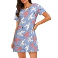 thumbnail image 1 of Vsdgher Cartoon Poodle Dog Pattern Womens Short Sleeve Sleepshirt Scoopneck Cute Nightdress Ruffle Comfy Nightgown, 1 of 6