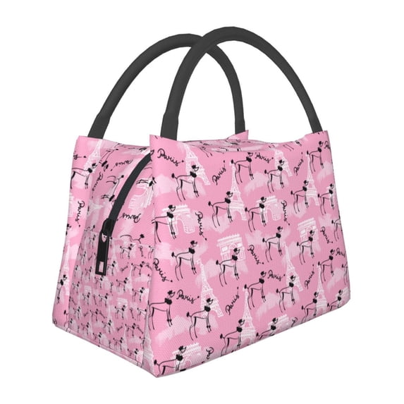 Vsdgher Cartoon Poodle Dog Print Insulated Reusable Bags with Sturdy Zipper and Handles, Foldable Totes for Hot or Cold Food Bring or Delivery